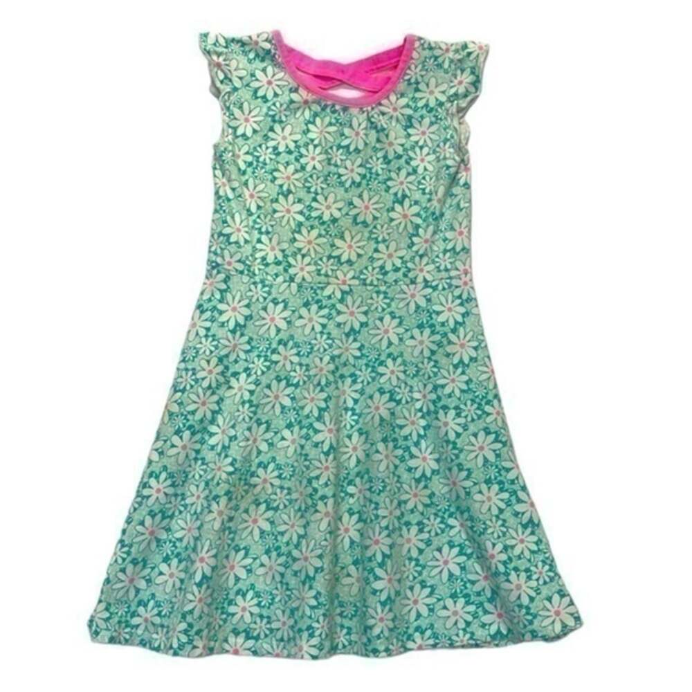 Jumping Beans Floral Dress Size 6 sleeveless teal white pink
